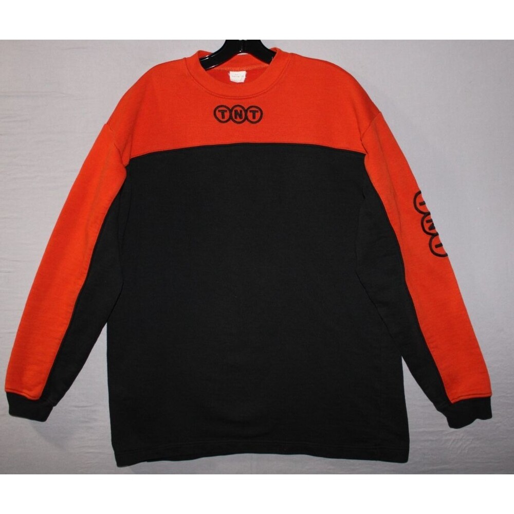 TNT Express Black Red Long Sleeve Employee Shirt Embroidered TNT Size Large